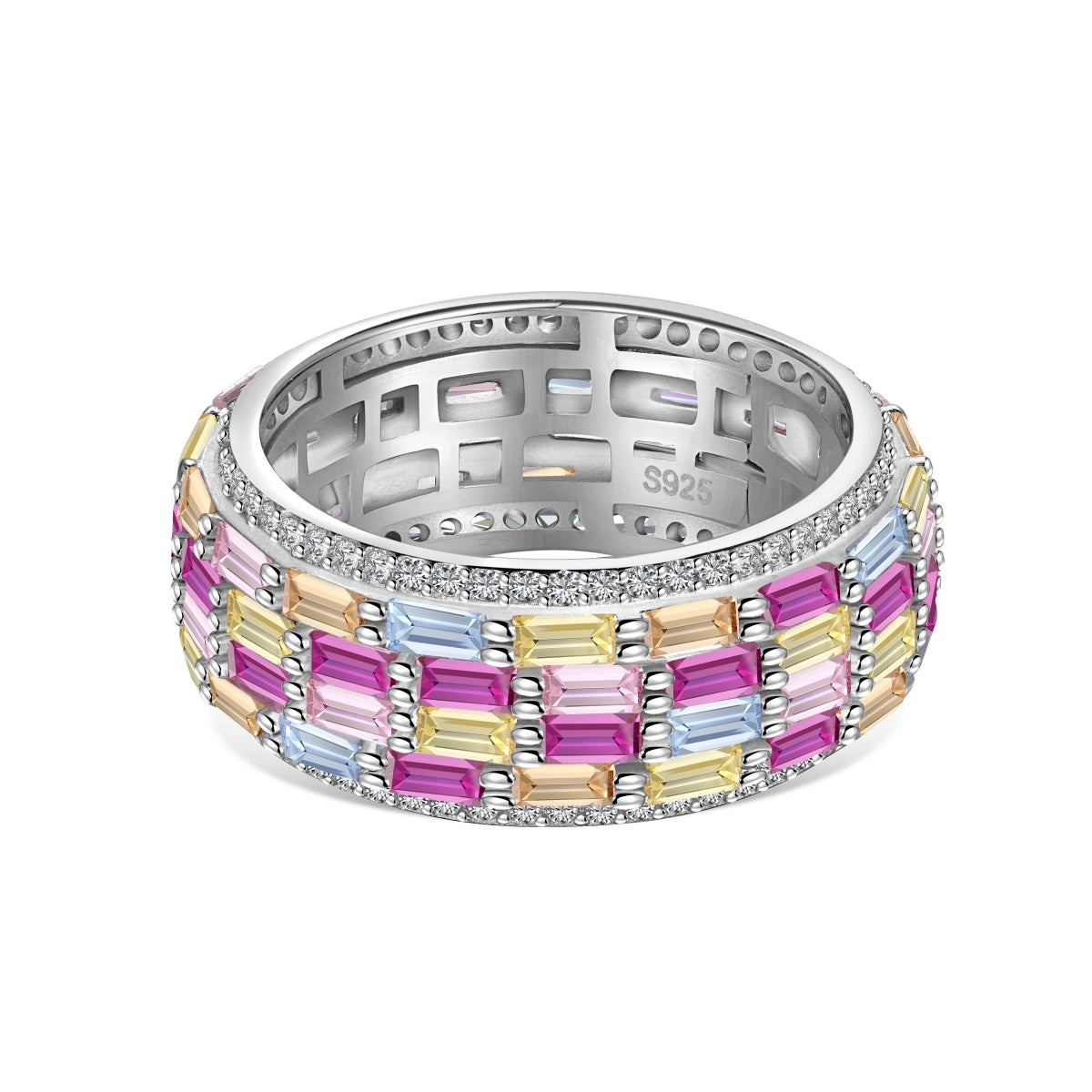 [Glimmer Jewelry]輝きを放つカラフルなラディアントカット デイリーリング