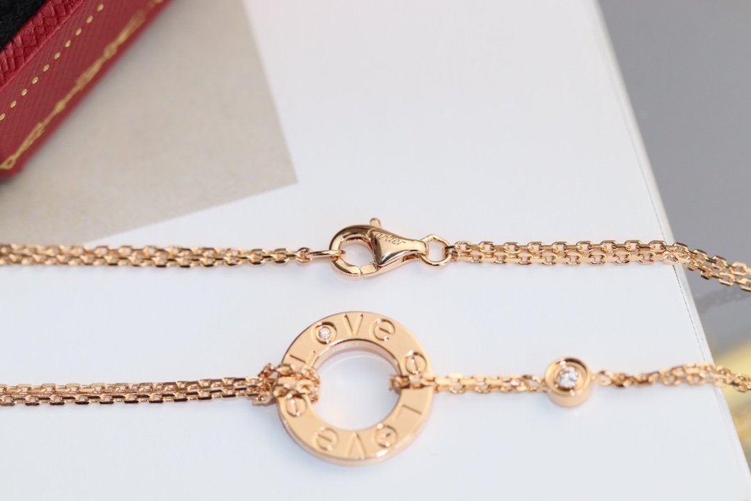 [Glimmer]LOVE NECKLACE ADJUSTABLE Glimmer GOLD 2 DIAMOND