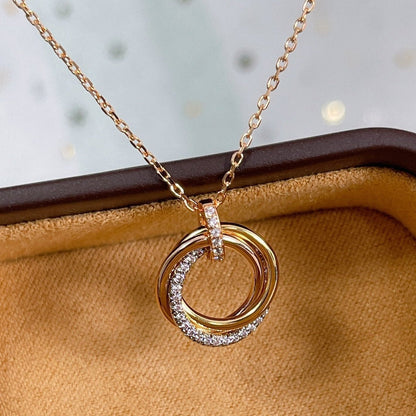 [Glimmer]TRINITY NECKLACE SILVER GOLD PINK GOLD DIAMONDS