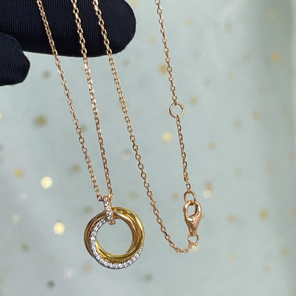 [Glimmer]TRINITY NECKLACE SILVER GOLD PINK GOLD DIAMONDS