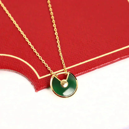 [Glimmer]AMULETTE GOLD MALACHITE NECKLACE