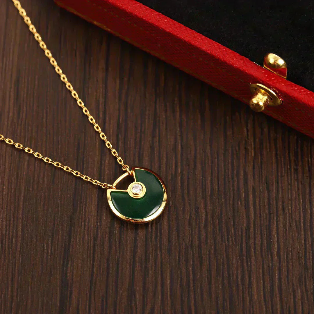 [Glimmer]AMULETTE GOLD MALACHITE NECKLACE
