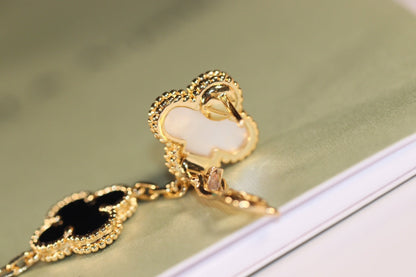 [Glimmer]CLOVER EARRINGS GOLD ONYX MOP 3 MOTIF