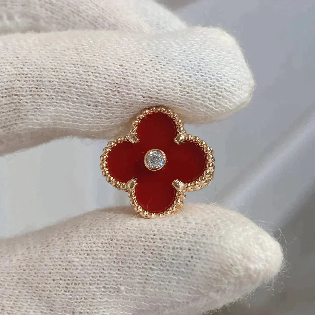 [Glimmer]CLOVER MEDIUM 1 MOTIFS CARNELIAN  DIAMOND earrings