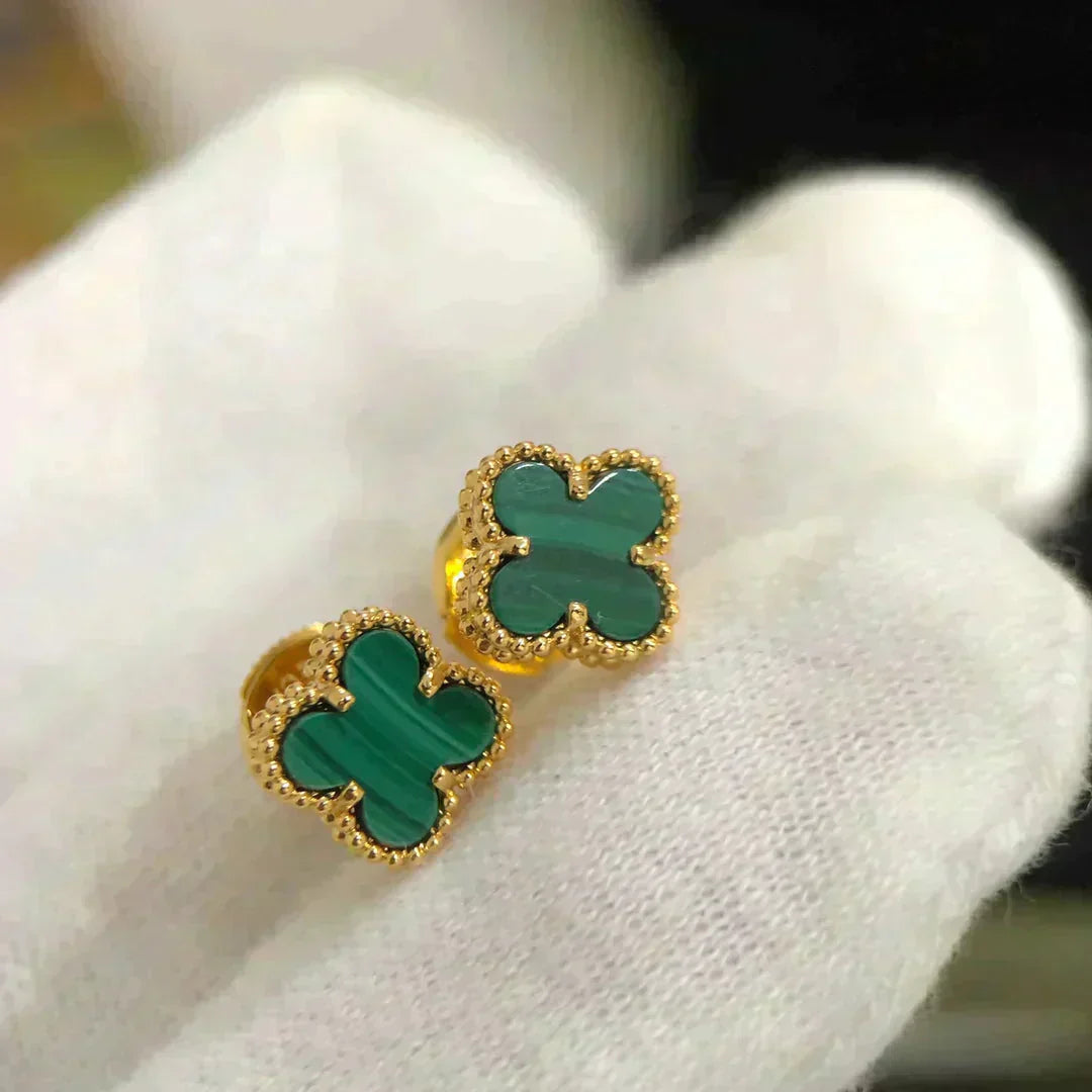[Glimmer]CLOVER MINI 9.5MM MALACHITE  EARRINGS