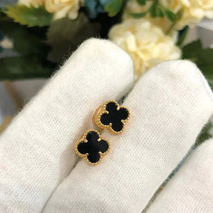 [Glimmer]CLOVER MINI 9.5MM BLACK MOP EARRINGS