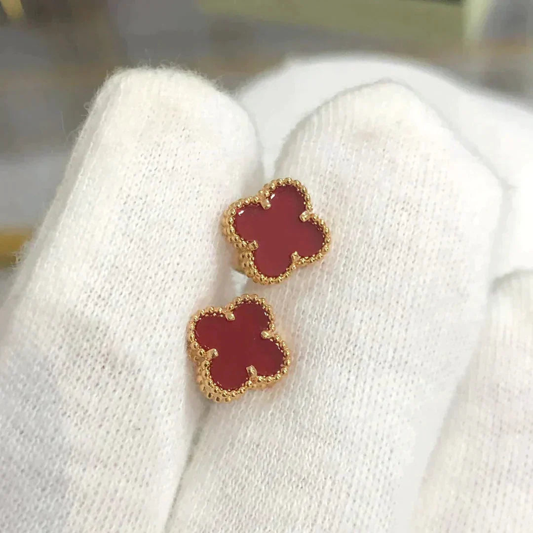 [Glimmer]CLOVER MINI 9.5MM CARNELIAN EARRINGS