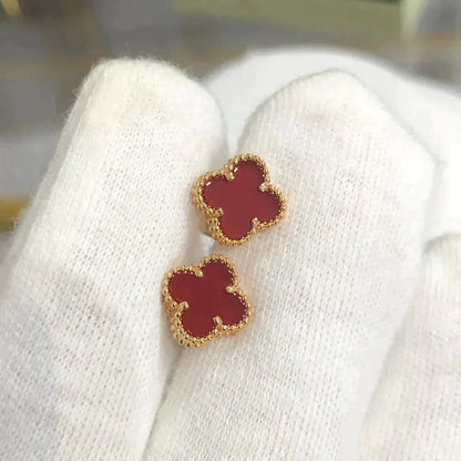 [Glimmer]CLOVER MINI 9.5MM CARNELIAN EARRINGS