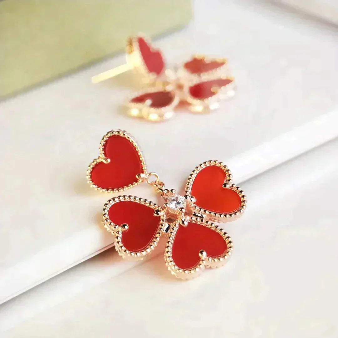 [Glimmer]SWEET CLOVER CARNELIAN EARRINGS