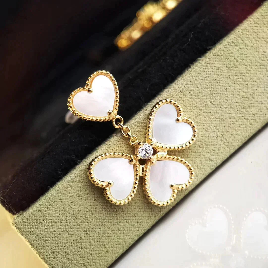[Glimmer]CLOVER SWEET WHITE MOP EARRINGS