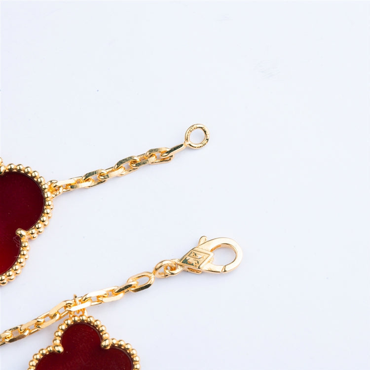 [Glimmer]CLOVER BRACELET 5 MOTIFS CARNELIAN TIGER EYE