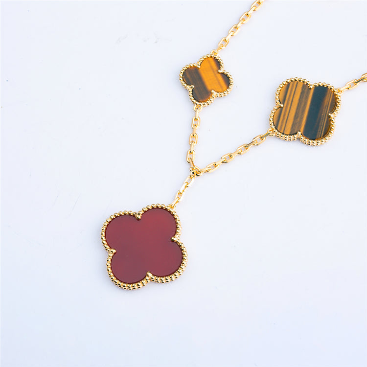 [Glimmer]CLOVER BRACELET 5 MOTIFS CARNELIAN TIGER EYE