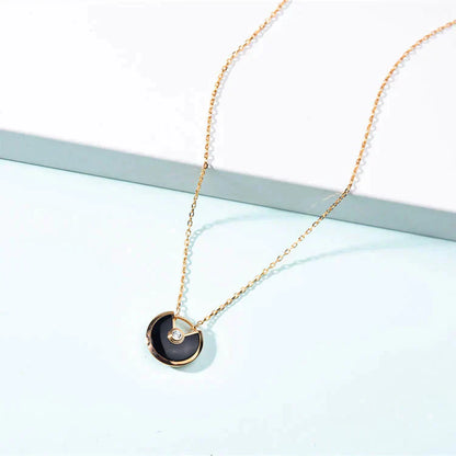 [Glimmer]AMULETTE GOLD CARNELIAN ONYX NECKLACE