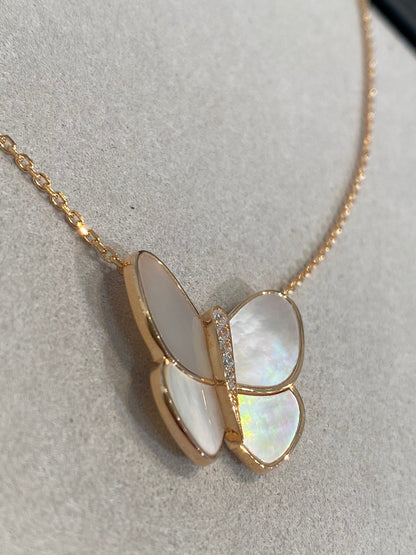 [Glimmer]BUTTERFLY GOLD MOP DIAMOND NECKLACE
