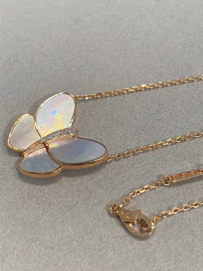 [Glimmer]BUTTERFLY GOLD MOP DIAMOND NECKLACE