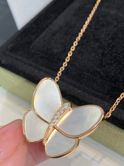 [Glimmer]BUTTERFLY GOLD MOP DIAMOND NECKLACE