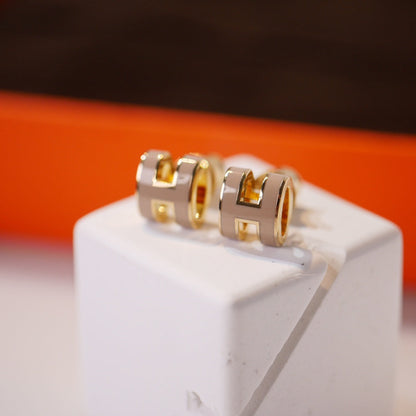 [Glimmer]MINI POP H GOLD EARRINGS GREY
