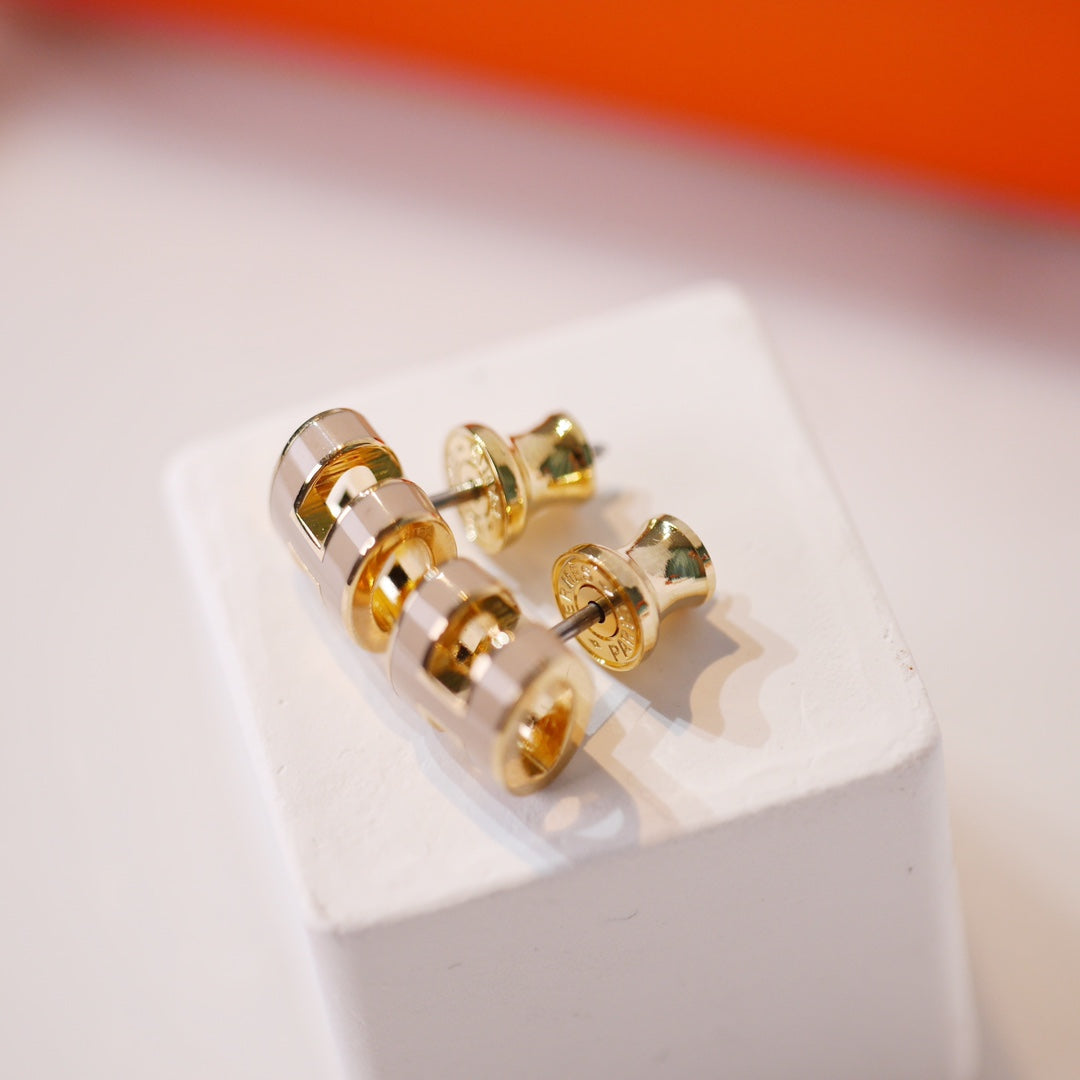 [Glimmer]MINI POP H GOLD EARRINGS GREY