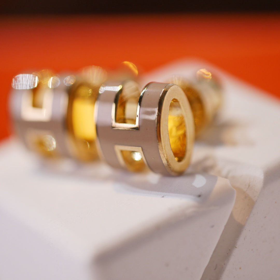 [Glimmer]MINI POP H GOLD EARRINGS GREY