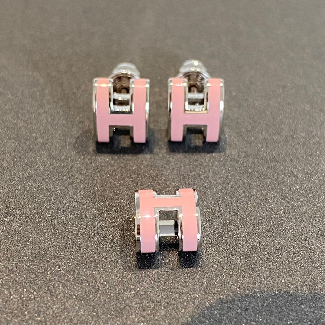 [Glimmer]MINI POP H SILVER EARRINGS PINK