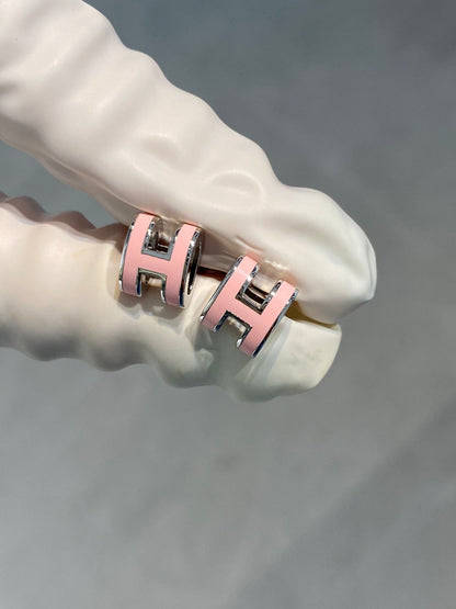 [Glimmer]MINI POP H SILVER EARRINGS PINK