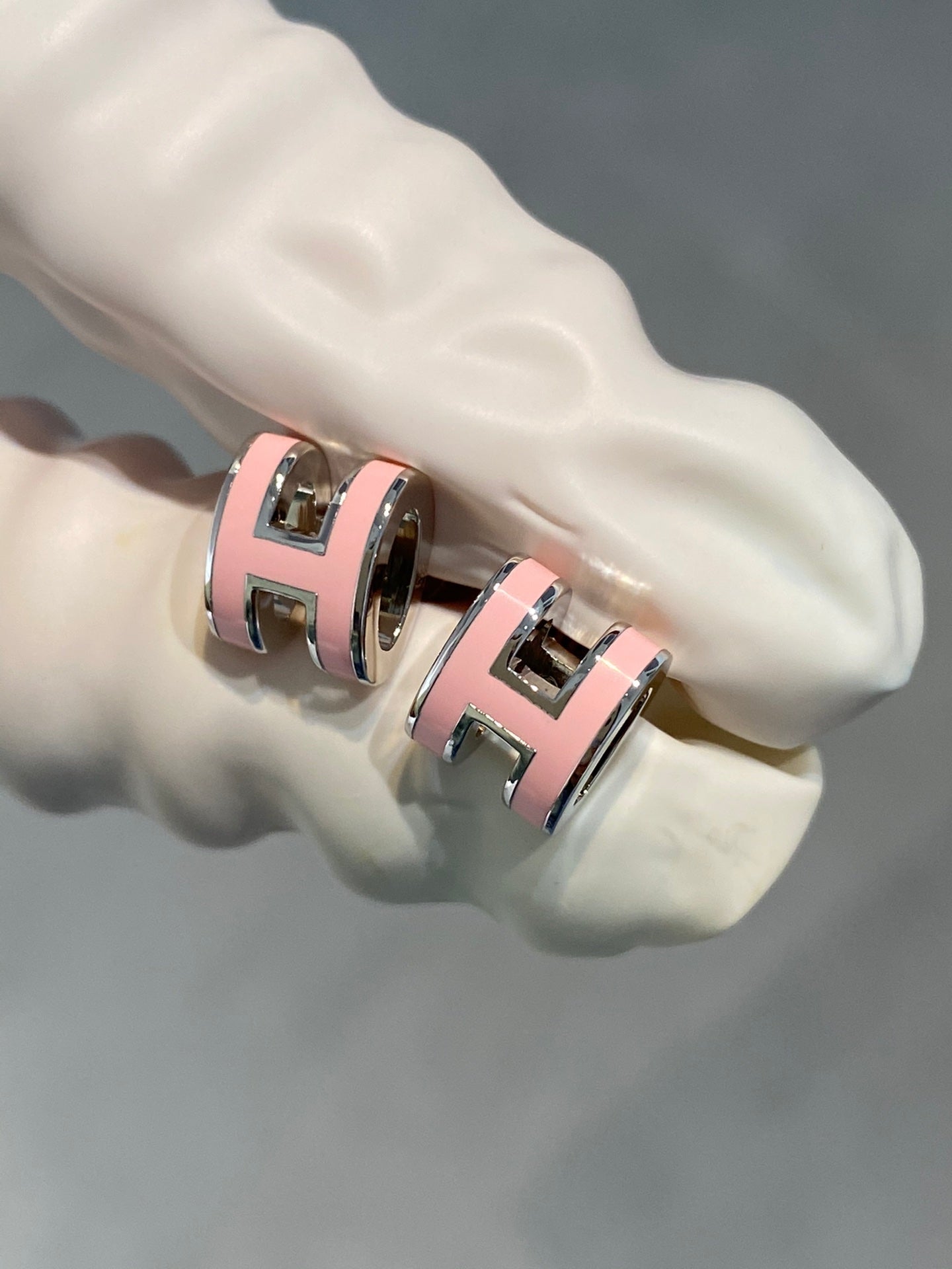 [Glimmer]MINI POP H SILVER EARRINGS PINK