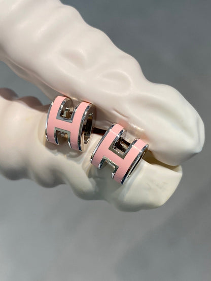 [Glimmer]MINI POP H SILVER EARRINGS PINK