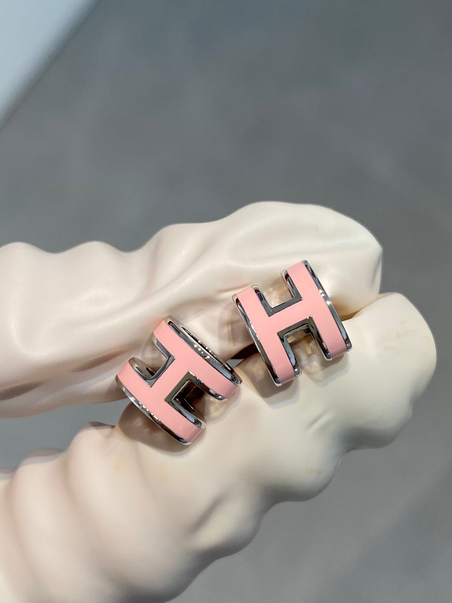 [Glimmer]MINI POP H SILVER EARRINGS PINK