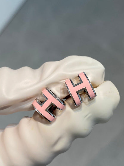 [Glimmer]MINI POP H SILVER EARRINGS PINK