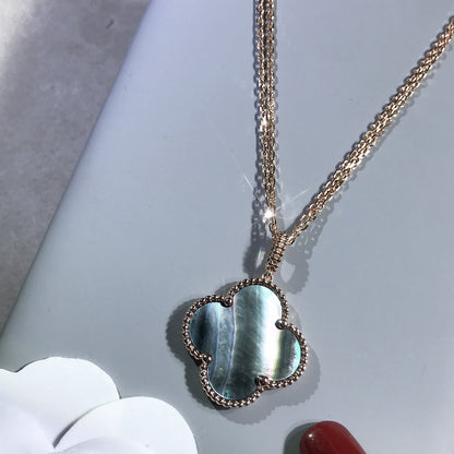 [Glimmer]CLOVER 25MM GOLD DARK MOP BIG CLOVER NECKLACE