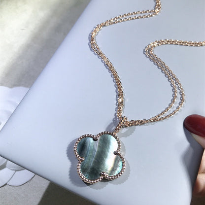 [Glimmer]CLOVER 25MM GOLD DARK MOP BIG CLOVER NECKLACE
