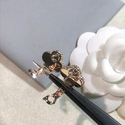 [Glimmer]CLOVER MEDIUM 1 MOTIFS  PINK MOP DIAMOND EARRINGS