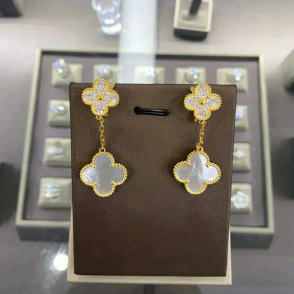 [Glimmer]CLOVER  2 MOTIFS  DIAMOND  EARRINGS (MULTIPLE CHOICESç´