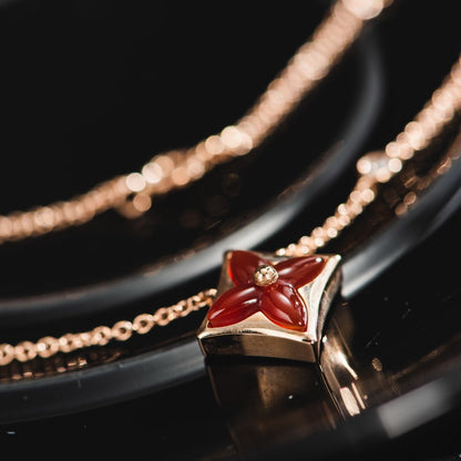 [Glimmer]STAR NECKLACE PINK GOLD 1 DIAMOND