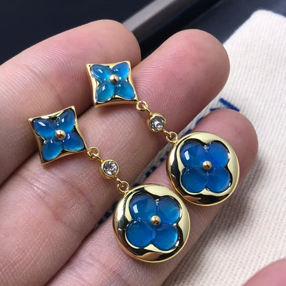 [Glimmer]STAR AND SUN AGATE DIAMOND EARRINGS