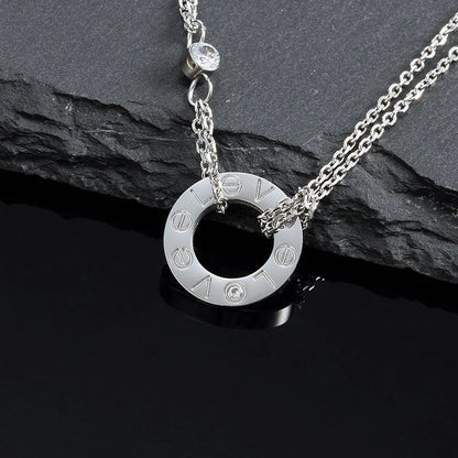 [Glimmer]LOVE NECKLACE 16MM 2 DIAMONDS