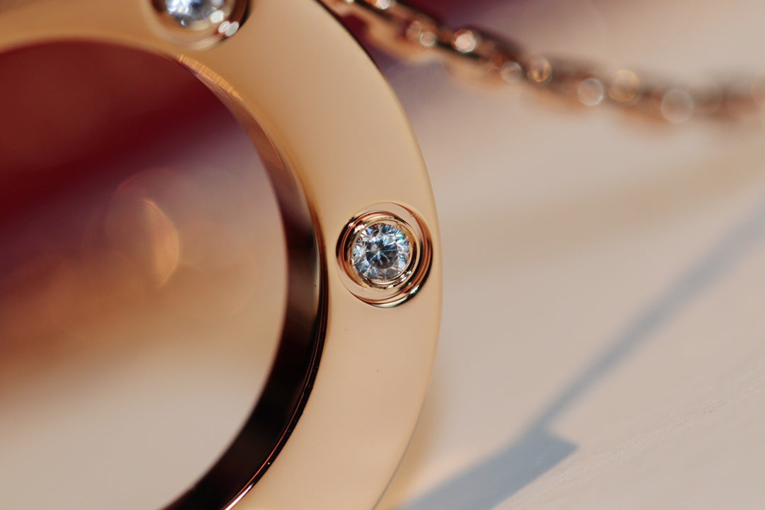 [Glimmer]LOVE NECKLACE 16MM 6 DIAMONDS PINK GOLD