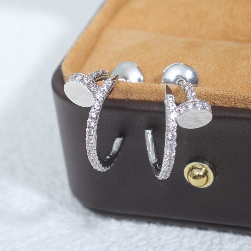 [Glimmer]JUSTE EARRINGS 12.75MM SILVER DIAMOND