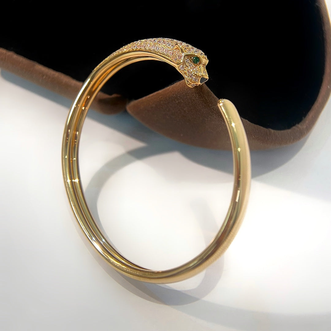 [Glimmer]PANTHERE GOLD DIAMOND OPEN BRACELET