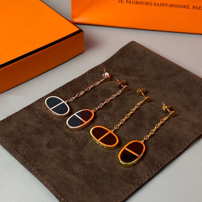 [Glimmer]CHAINE VERSO BLACK CERAMIC EARRINGS