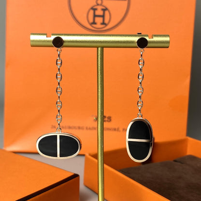 [Glimmer]CHAINE VERSO BLACK CERAMIC EARRINGS