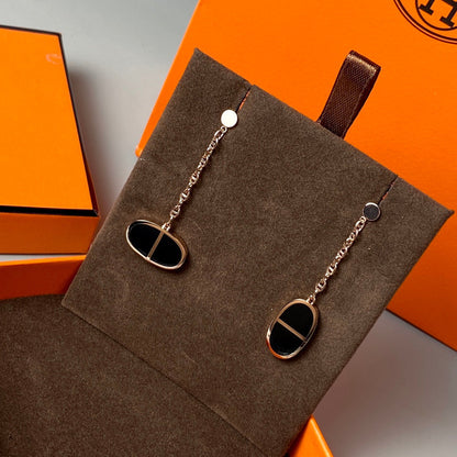 [Glimmer]CHAINE VERSO BLACK CERAMIC EARRINGS