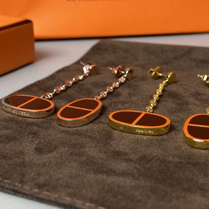 [Glimmer]CHAINE VERSO BLACK CERAMIC EARRINGS