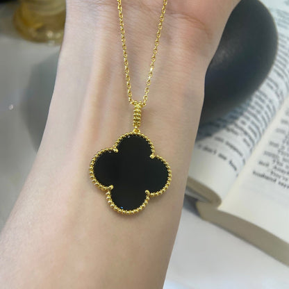 [Glimmer]CLOVER 25MM NECKLACE GOLD ONYX