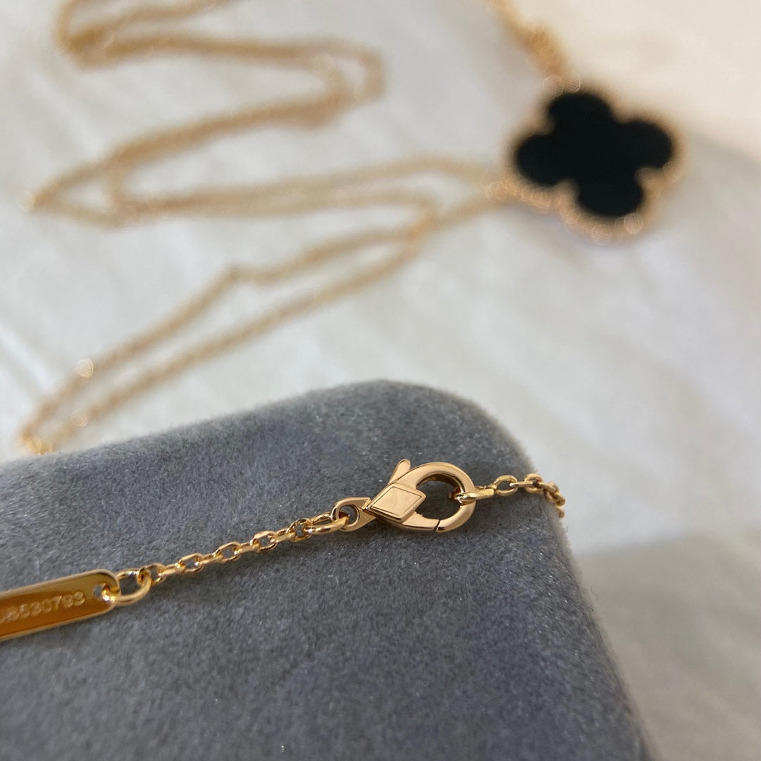 [Glimmer]CLOVER 25MM NECKLACE GOLD ONYX