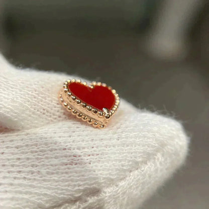 [Glimmer]HEART CARNELIAN STUD EARRINGS