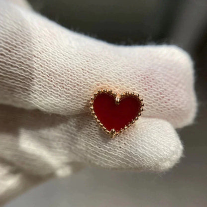 [Glimmer]HEART CARNELIAN STUD EARRINGS