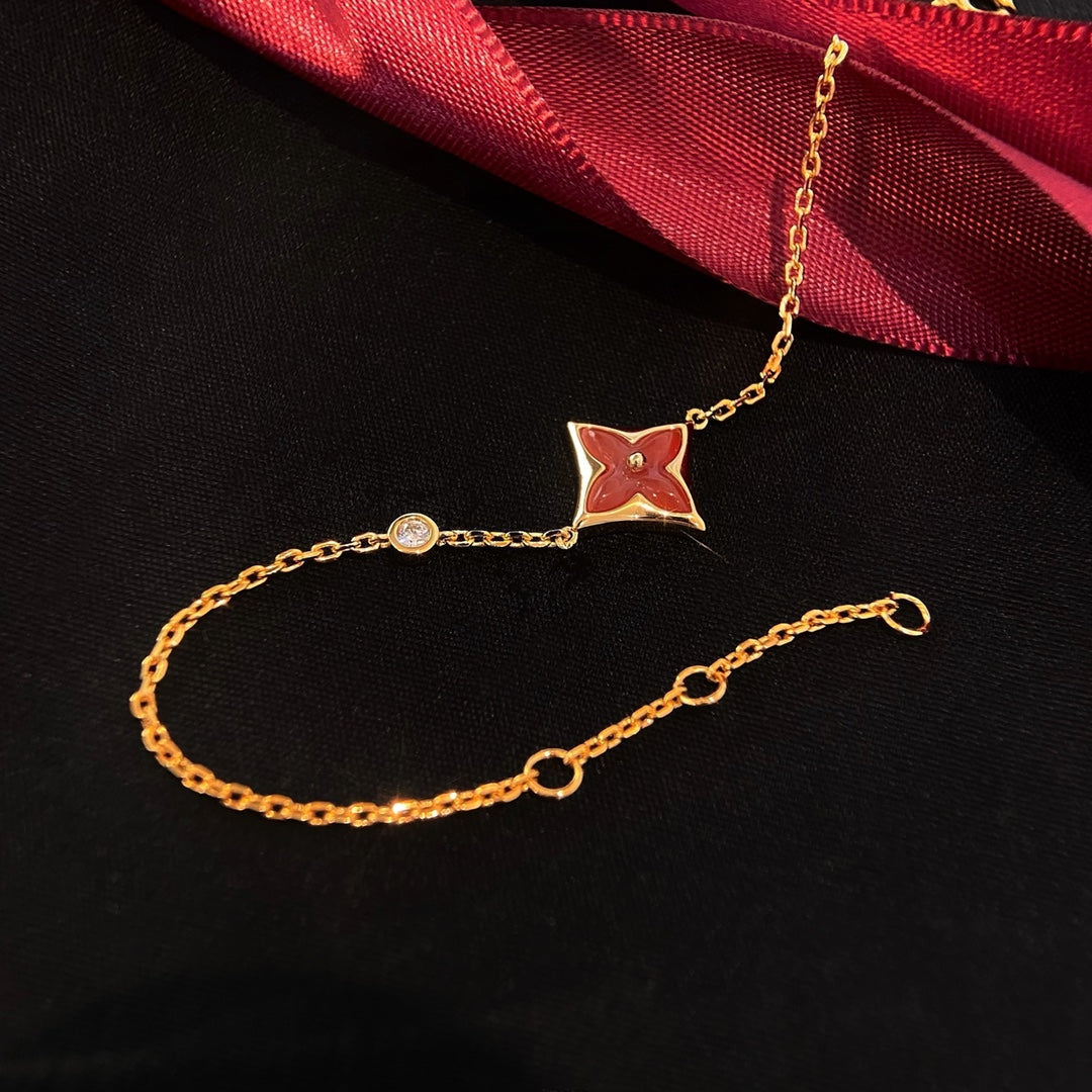 [Glimmer]COLOR STAR CARNELIAN PINK GOLD DIAMOND BRACELET