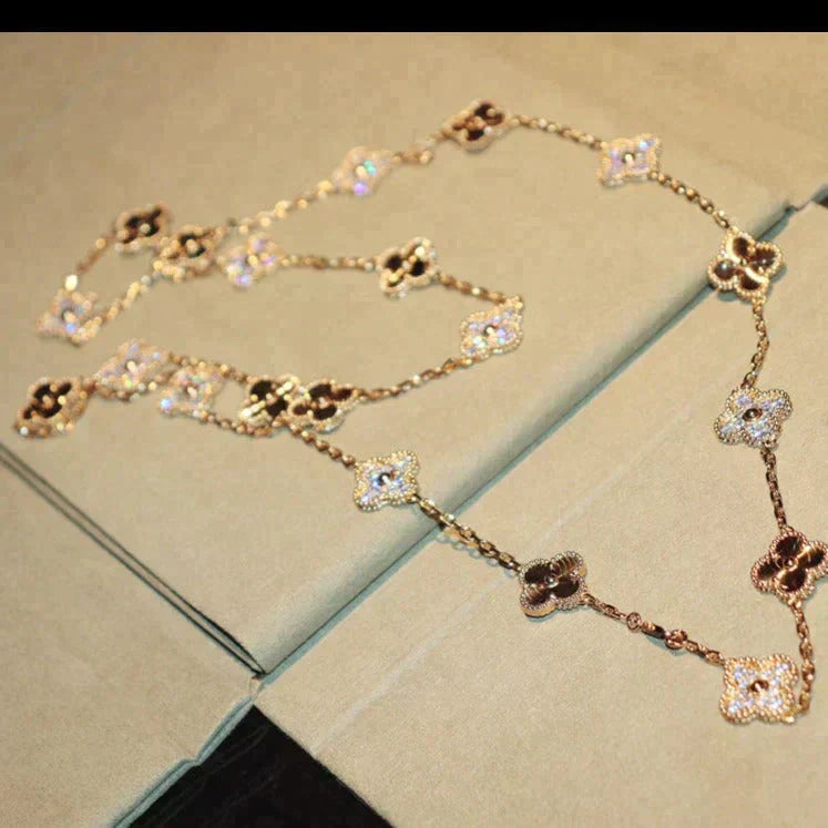 [Glimmer]CLOVER 20 MOTIFS LASER DIAMOND NECKLACE