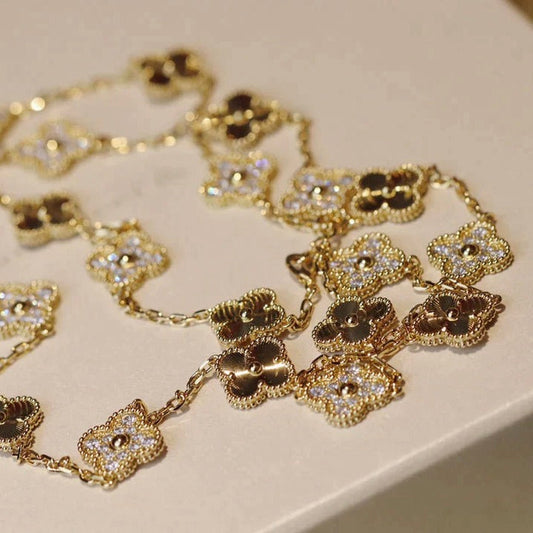 [Glimmer]CLOVER 20 MOTIFS LASER DIAMOND NECKLACE